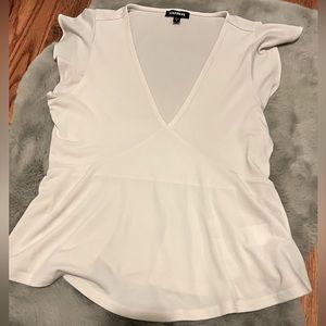 White Express top with flutter sleeves